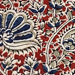 Red - Kalamkari Block Printing Cotton Flared Palazzo