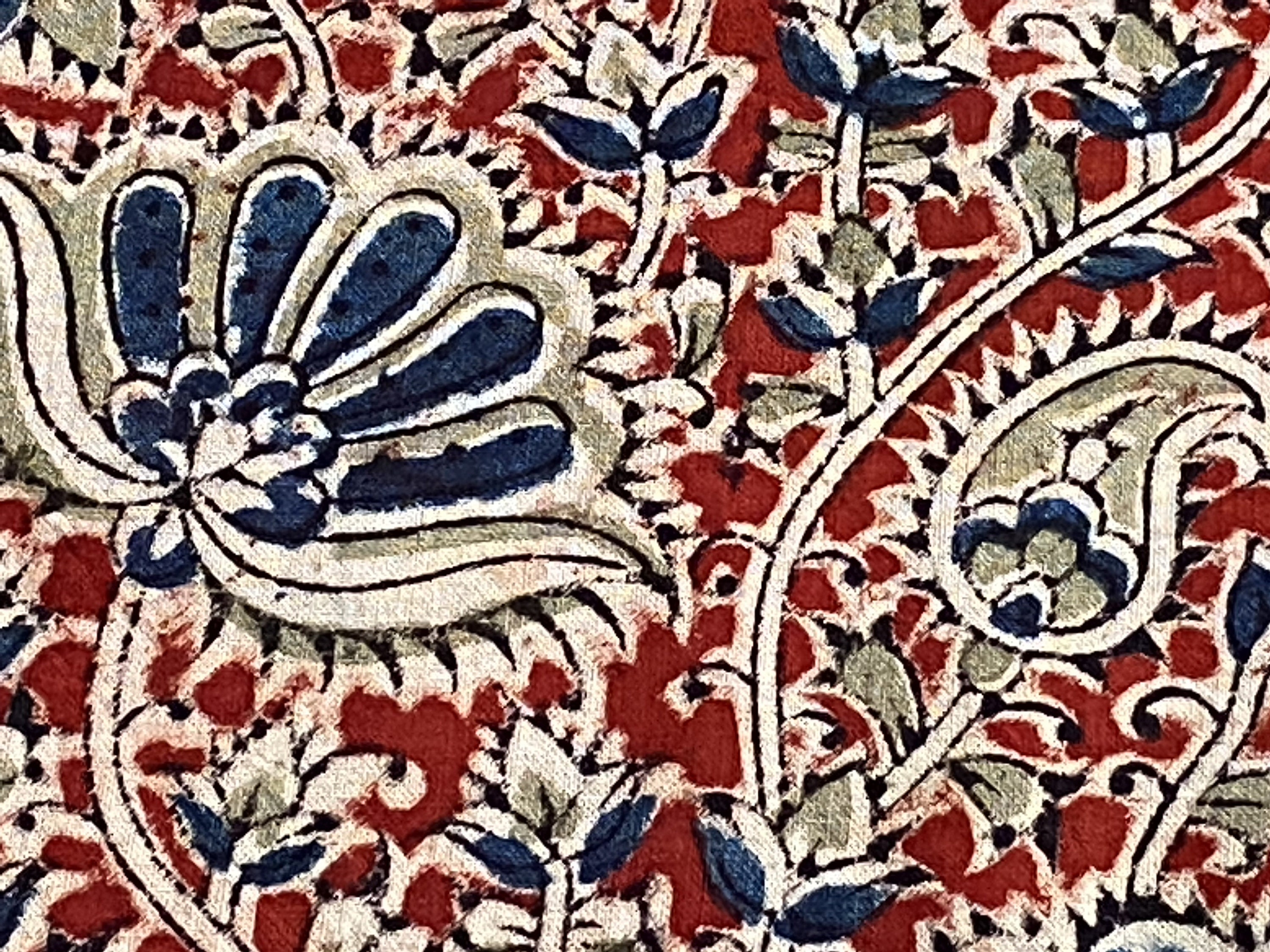 Block printed 100 cotton kalamkari Fabric FAB107 Red Etsy