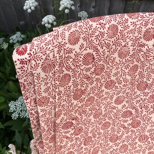 Block print fabric 100% cotton William Morris in Red Print floral design fabric FAB247