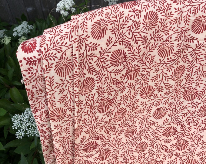 Block print fabric 100% cotton William Morris in Red Print floral design fabric FAB247