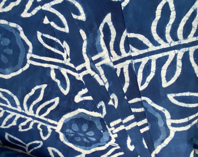 Indigo/Dabu/Blue block print fabric Hand Printed Indian Fabric Natural Vegetable Dye Tablecloth Sewing Fabric, fab-464
