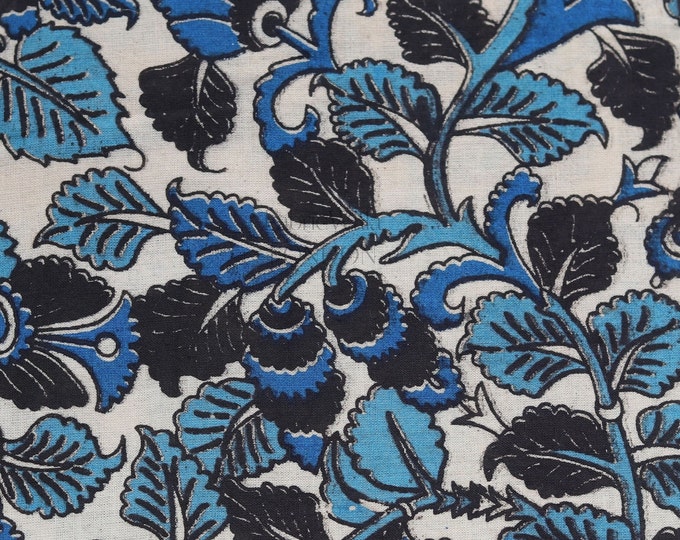 Indigo kalamkari Cotton Hand Block Printed Fabric Handmade Cotton Fabric For Dress Material Dress Making Fabric FAB314