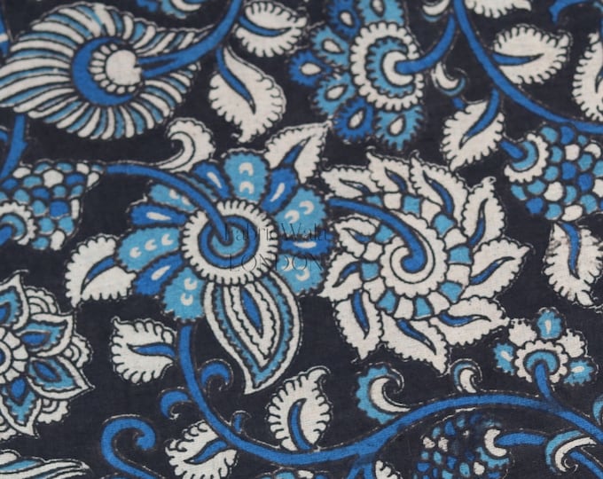 Traditional Floral kalamkari Cotton Block Print Fabric For Dressmaking Loose Fabric Handmade Long Top Dress Fabric Light Weight FabricFAB178