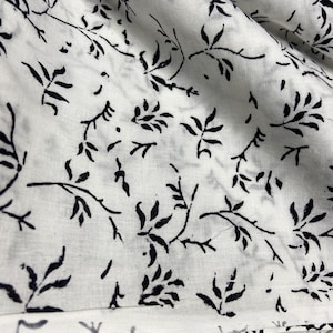 Black and White Hand block print fabric, geometric pattern fabric soft cotton fabric, Fabric by yard 100% Unbleached Cotton fabric  Fab540