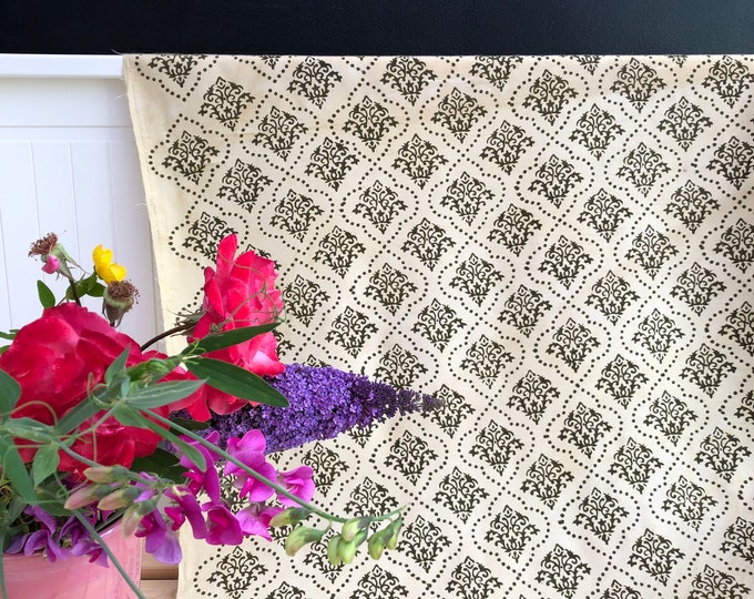 Traditional Indian Hand Block Print Fabric Antique Vegetable Natural Color Print Indian Fabric Olive green Sanganeri fabric Jaipur FAB254