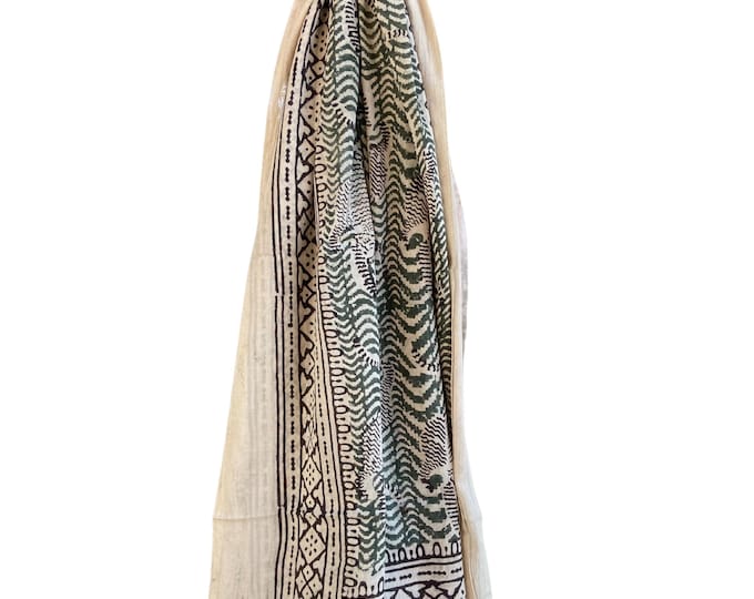 Beach Wrap Pareo | Hand Block Printed Cotton Sarong | Large Summer Scarf | Lightweight Cover-Up | Soft Cotton Shawl | Boho Beachwear