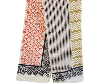 Hand Block Printed Cotton Beach Sarong | Lightweight Scarf, Pareo, Swim Cover-Up, Gift for Her, Indian Lungi