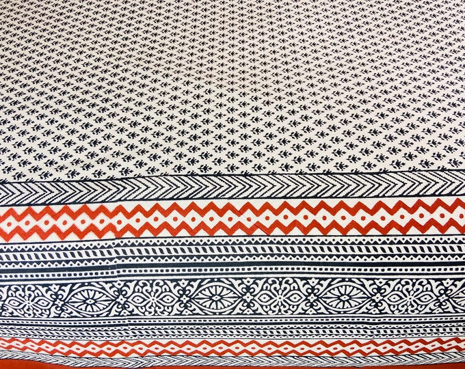 Hand Block Printed Booti printed Bedsheet With 2 Pillow Covers Soft and Comfy Bedspread table cover Home decor Bedroom (90x108) B60