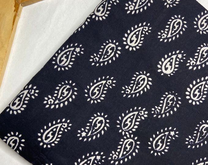 Black/White print cotton block printed Natural Dye Block Print Cotton Indian Hand Block 100% Cotton  Women Dress Fabric Fab525