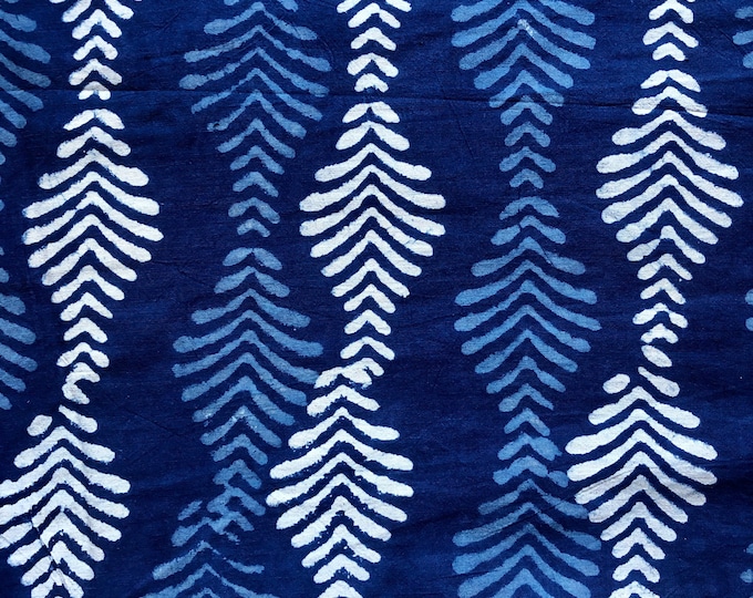 Indigo Block Print 100% Cotton Fabric Music Festival Dress Baby Cloth Fabric Printed With Resist & Dyed In Indigo Woman Fabric FAB319