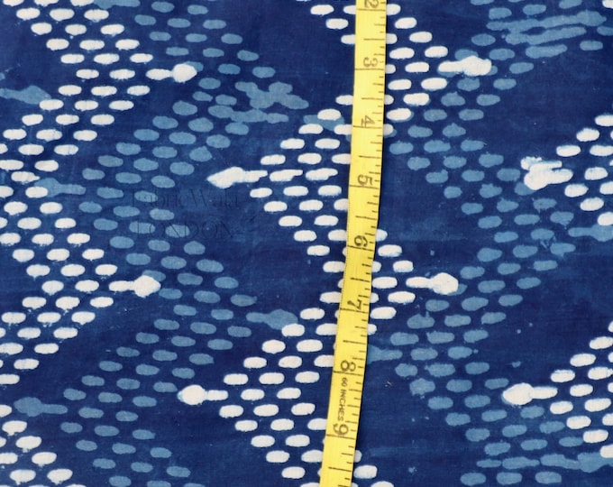 Indigo Block Print 100% Cotton Fabric Music Festival Dress Skirt Leg Loose Fit, Indigo Hand Block Print Cotton Trouser Printed TunicFAB321