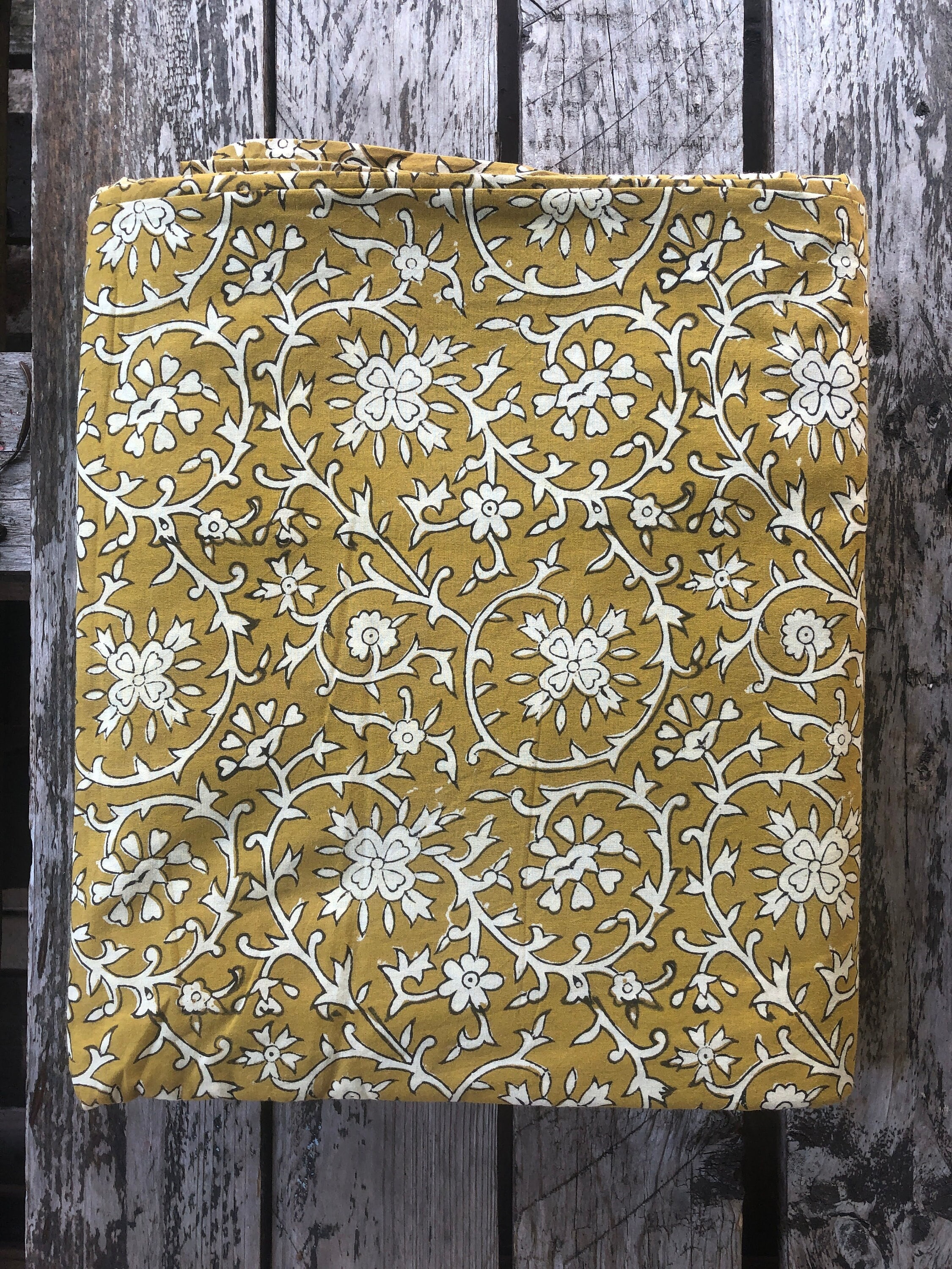 Buy Ajrakh Cotton Mustard Colour Natural Dye Geometric Block Print Fabric  Online 9446AD3 - SourceItRight