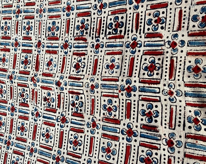 Block Print 100% cotton kalamkari Fabric Geometricmusic festival dress  FAB427