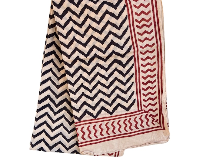 Beach Wrap Pareo | Hand Block Printed Cotton Sarong | Large Summer Scarf | Lightweight Cover-Up | Soft Cotton Shawl | Boho Beachwear