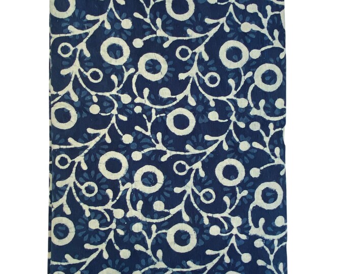 Indigo  Indian Block Print 100% Cotton Fabric Music Festival Dress Indigo scarf Fabric Floral Pattern Indigo Cotton Trouser Print FAB466