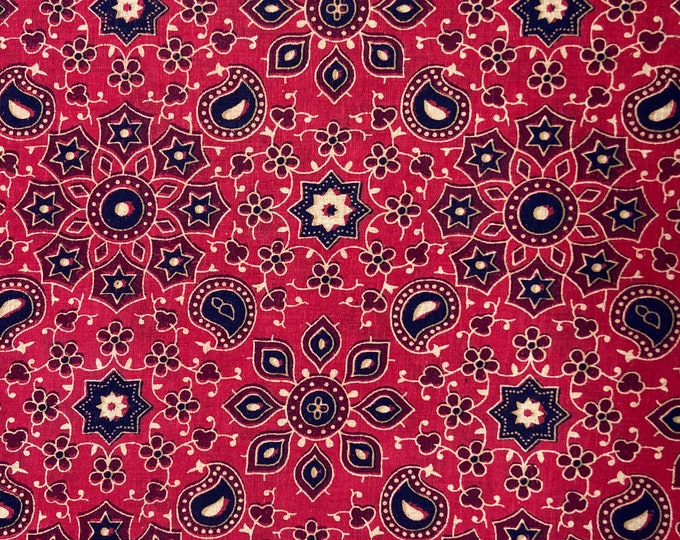Beautiful Floral Print Red Fabric, Block Print India fabric, Fabric by the yard, Women sewing Dress fabric, Handmade Fab517