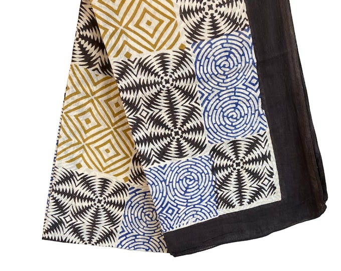 Hand Block Printed Cotton Beach Sarong | Lightweight Scarf, Pareo, Swim Cover-Up, Gift for Her, Indian Lungi