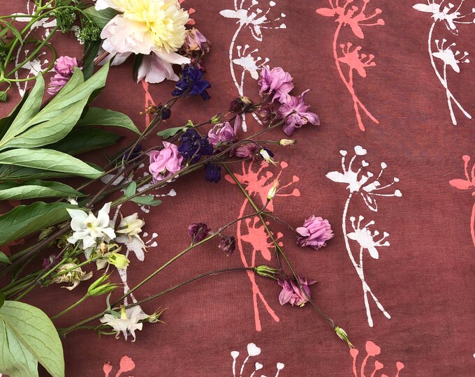 Fennel Flower shape Burgundy Floral Bagru Dabu Cotton Hand Block Print fabric Voile Running Fabric For Dress Making ,Sewing, FAB163