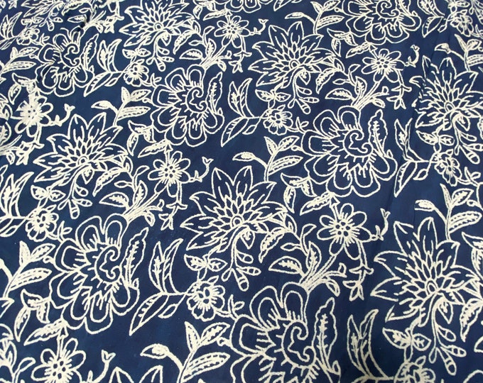 Japanese style inspired Indigo/Dabu/Blue block print fabric Hand Printed Indian Fabric Natural Vegetable Dye Sewing Fabric, FAB-380