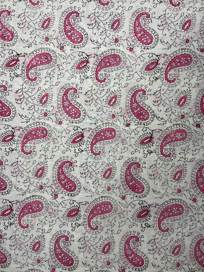 Floral Printed Cotton Fabric, Hand Block Print Clothing Fabric, Kids