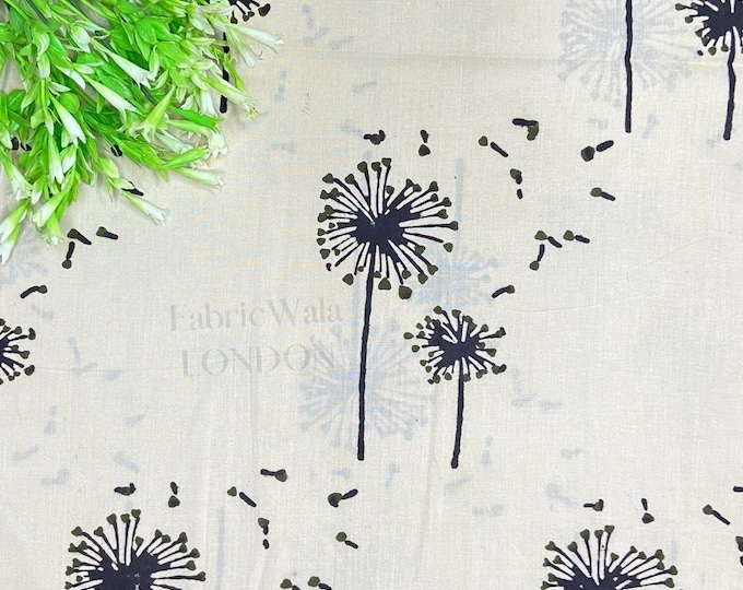 Block Print 100% cotton Fabric FAB148 Venioles Green in white background at Fabricwala