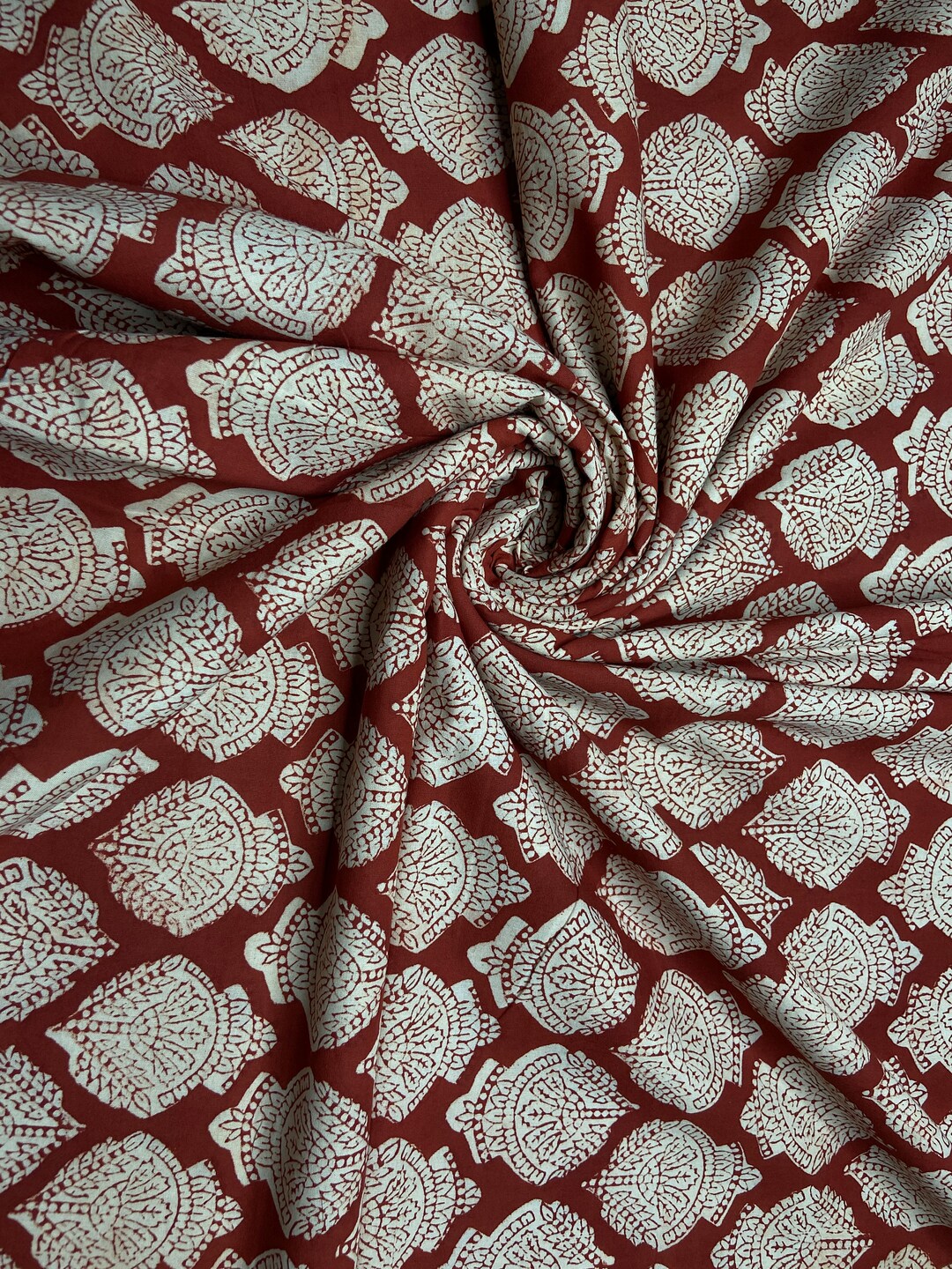 Red - Kalamkari Block Print Cotton Apron with Pocket 29 main image 0