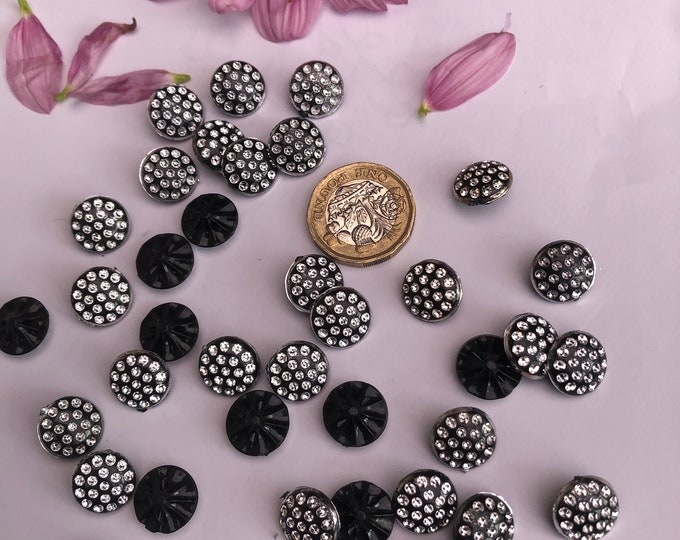 6 Black Diamond/Multicolor with gold/Silver stone/Dark Grey/Mat Black with Gold touch/Gold/Clay Creek/Rodeo DustPlastic Shank Buttons 102