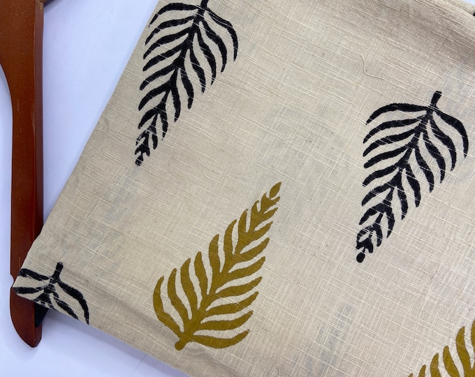 Indian block Printed Beige & Gold Fabric, Dressmaking Quality Cotton Fabrics, Floral Printed Fabric, Quilt Making Fabric Fab010