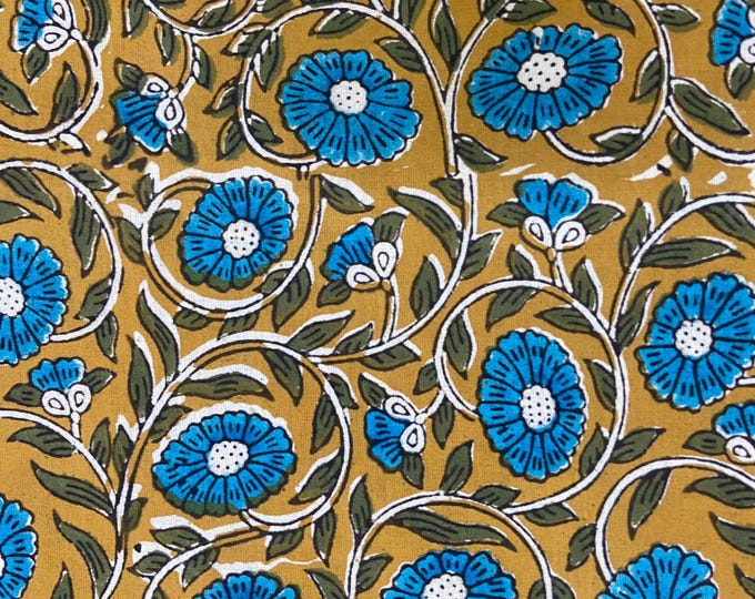 Block Print Fabric Women New Design Fabric Printed Crepe Unstitched Sewing For Kurti/Top/Gown/Palazzo/Child/Girls Natural Vegetable  Fab514