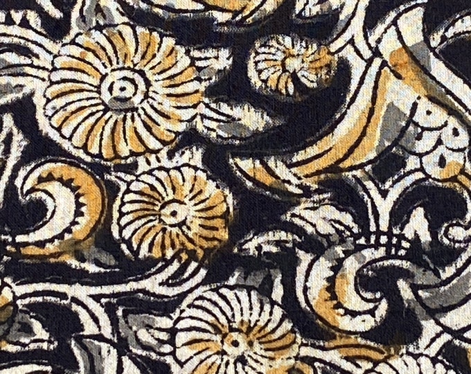 Block Print 100% cotton kalamkari Fabric; FAB103 Blackmusic festival dress