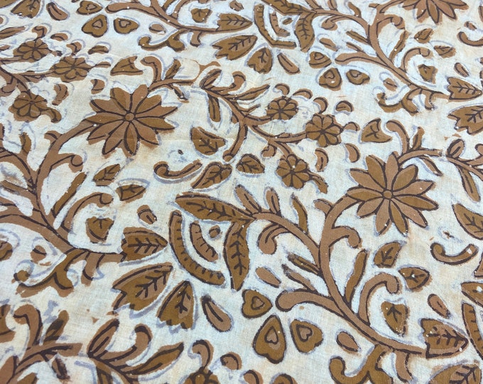 Floral Dabu Bagru Fabric Natural cotton Block Printed Fabric handmade Mud Resist Dabu Clothes Fabric kimono dress Fabric By The Yard Fab027