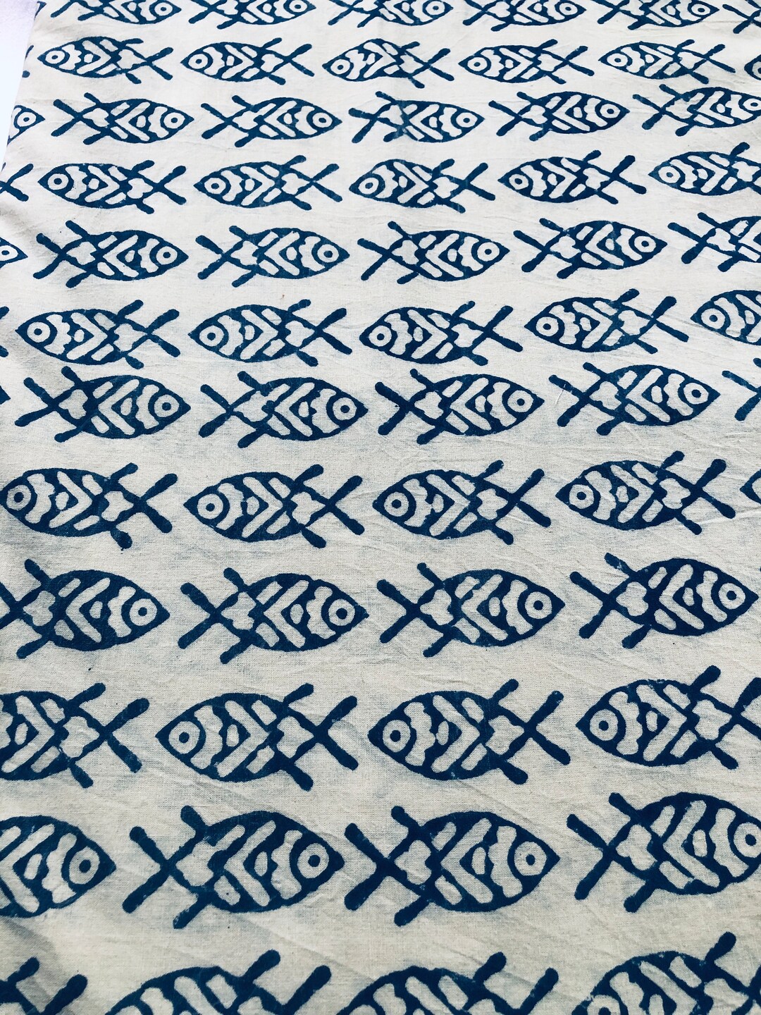 Block Print 100% Cotton Fish Print Fabric Indigo Print Fabric Fab421 - Etsy