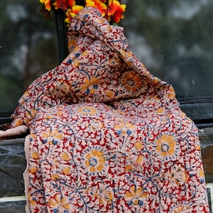 Block Print 100% cotton floral kalamkari Fabric; FAB101music festival dress