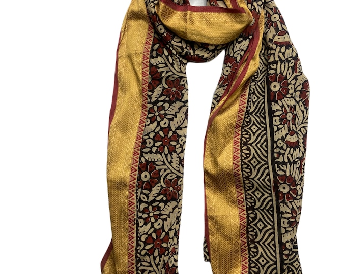 Summer Cotton Scarves, Indian Hand Block Printed Sarongs & Golden Border Beach Wraps