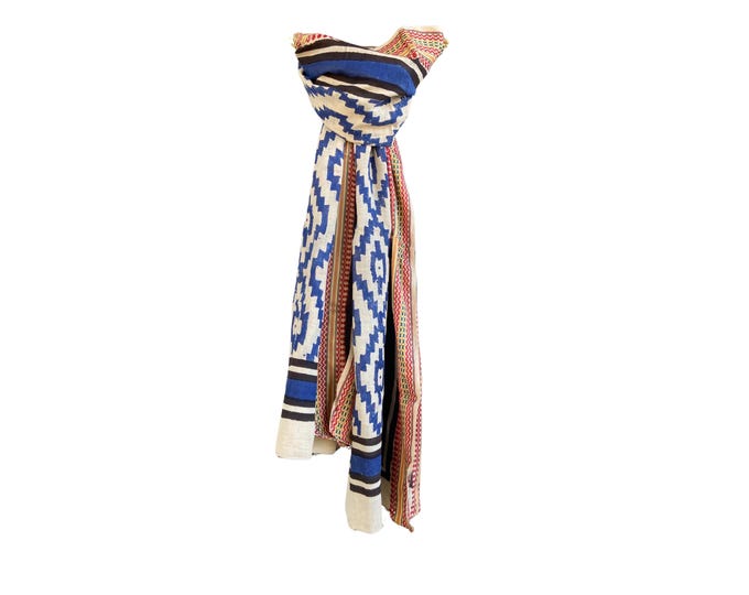 Indian Hand Block Printed Cotton Sarong | Jari Sarong, Beach Wrap, Summer Scarf, Lightweight Cotton Shawl