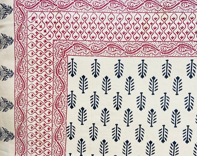Timeless Elegance: Red, White & Black Block Print Floral Bedsheets with Pillow Covers.  #Bedsheets #FloralPrint". (60x90) B64