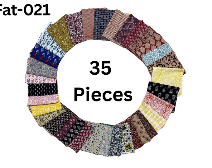 Indigo Cotton Fat Quarters Indian hand block printed patch - scrap bundle - fabric scraps cotton