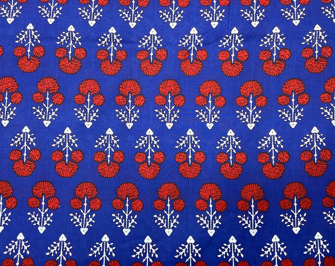 Indigo Fabric block print fabric Hand Printed India Fabric Natural Vegetable Dye Sewing Fabric women's clothing Fabric By The Yard Fab513