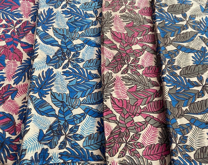 The Block PrintS 100% cotton kalamkari Fabric; leaf pattern fabric; nature lover fabric; fabric sold by yard; handmade fabric FAB411