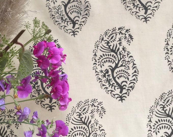 Indian Block Print Fabric/100% cotton Fabric/Udaipur Pillow Cover Fabric/Rajasthan/Paisley Print/Tree Of Life/Eco Friendly Print FAB255