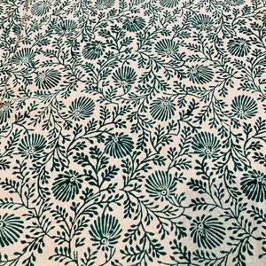 Block print fabric 100% cotton William Morris in Green Print floral design fabric FAB247