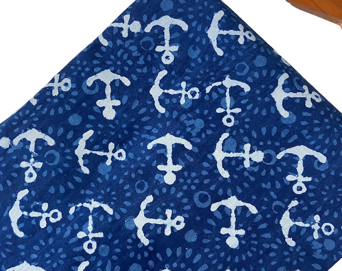 Indigo Fabric Cotton Fabric  Women Suit By The Yard Hand Block Print Fabric Natural Vegetable Dyed Indian Lightweight Traditional fab-360
