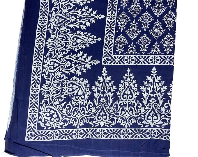 Indigo Blue Rectangular Block Printed Bedsheet With 2 Pillow Covers Soft and Comfy Bedspread Home decor Bedroom decor  (108x108) B14