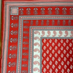 Rectangular Block Print paisley Red romantic Bedsheet With 2 Pillow Covers Soft and Comfy Bedspread Bedroom decor at Fabricwala (90*108) B16