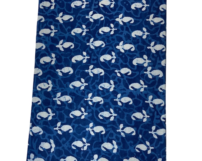 Mango Kerry Paisley Eco friendly Indigo/Dabu/Blue block print fabric Hand Printed Indian Fabric Natural Vegetable Dye Fabric, fab-365