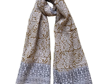 Hand Block Printed Cotton Beach Sarong | Lightweight Scarf, Pareo, Swim Cover-Up, Gift for Her, Indian Lungi