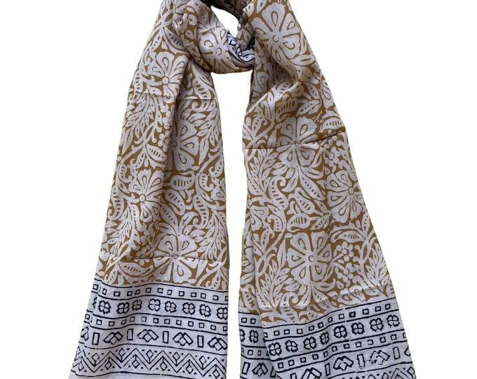 Hand Block Printed Cotton Beach Sarong | Lightweight Scarf, Pareo, Swim Cover-Up, Gift for Her, Indian Lungi