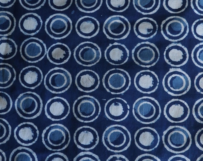 Block Print 100% Indigo/Dabu/Indian Fabric by Yard/Cotton Hand Block Print Dots Fabric FAB265