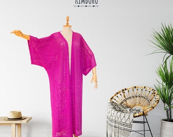 Fuchsia , lycra ,one-size, long, bohemian kimono