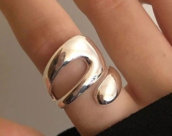 Womens Full Diamond Round Geometric Silver Ring Trendy Jewerly Gift UK